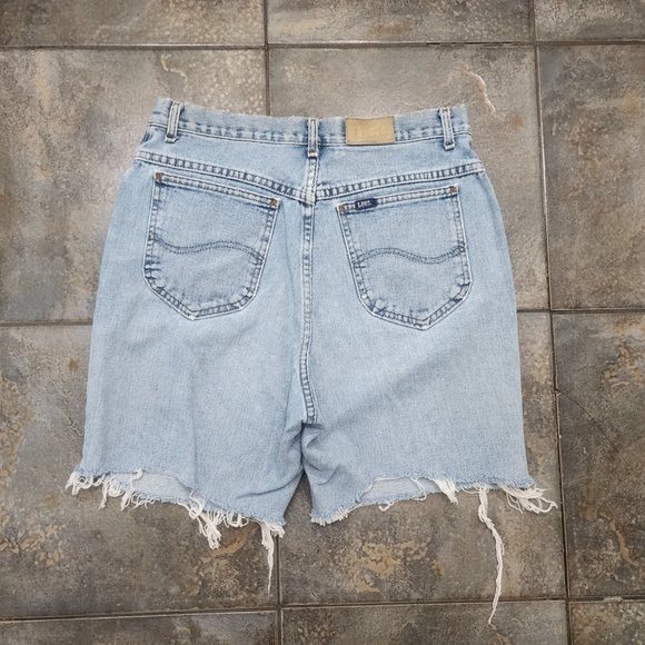 Lee Pants - Vintage 90s Lee Women's 13M 32" Waist Cut Off Denim Mom Indie Jorts Shorts